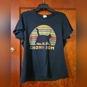 Port & Company Chonk Mom Fat Cat Short-sleeve Women's Black T-shirt Tee Size XL